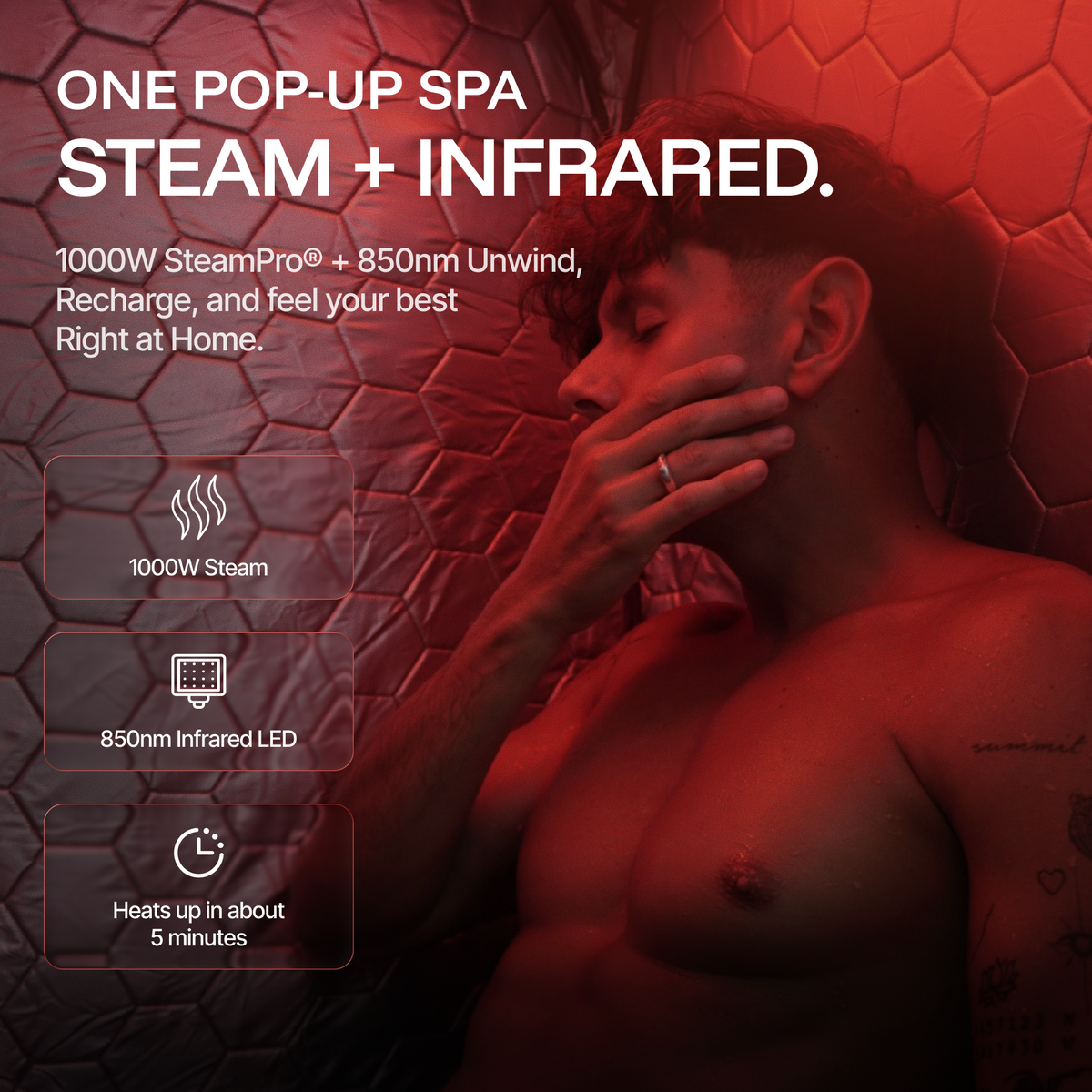Pop-up steam sauna details
